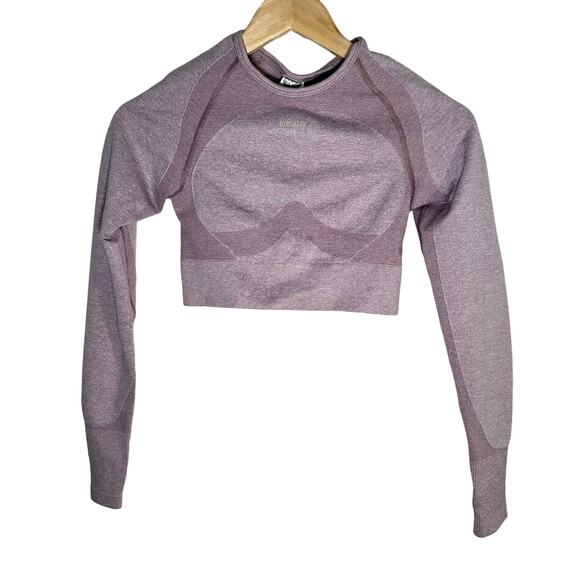 GYMSHARK Flex Sport Long Sleeve Crop Top woman’s small Purple Berry Athletic Top - Picture 1 of 10